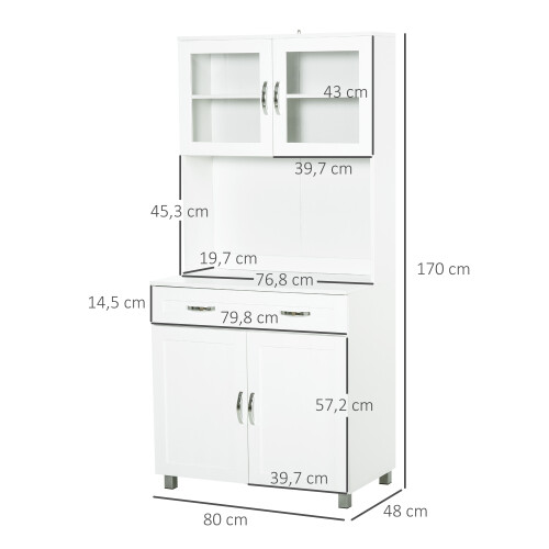 Homcom Armario Buffet Cocina Blanco 80 x 48 x 170 cm 2