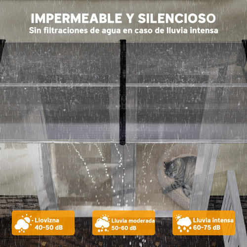 Outsunny Tejadillo de Protección Transparente 200 x 96 x 27 cm 2