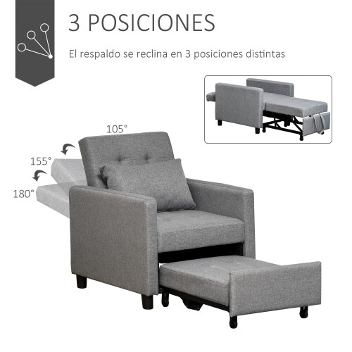 Homcom Sofá Cama Gris 69 x 82.5 x 84 cm 1