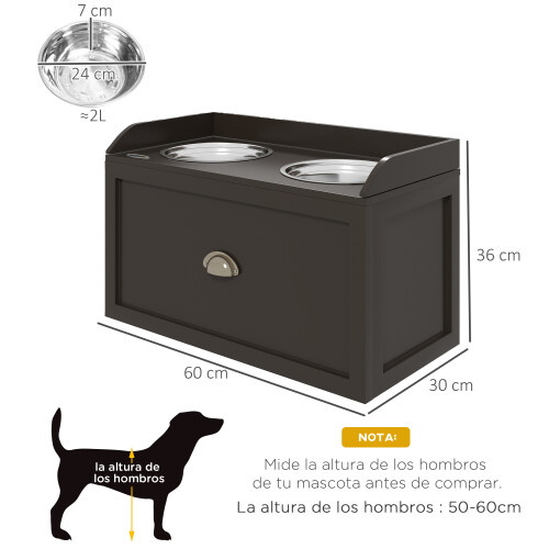 PawHut Comedero para Perro Marrón 60 x 30 x 36 cm 2
