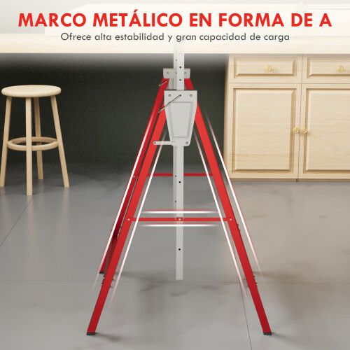 Homcom Caballetes Telescópico Rojo 68 x 58 x 130 cm 2