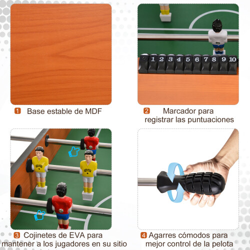 Homcom Futbolín de Madera Marrón 122 x 61 x 80,7cm 1