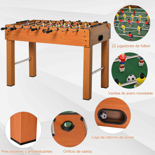 Homcom Futbolín de Madera Marrón 122 x 61 x 80,7cm 2