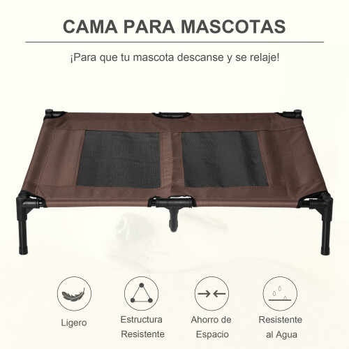PawHut Cama Elevada para Perro Marrón 92 x 76 x 18 cm 2