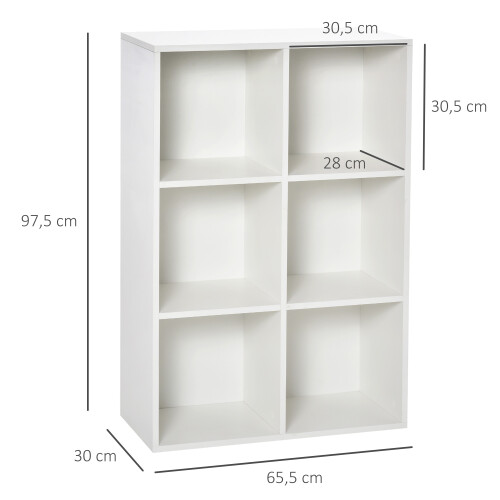 Homcom Estantería para Libro Blanco 65.5 x 30 x 97.5 cm 2