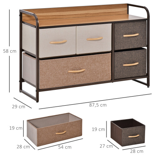 Homcom Cómoda de Tela Multicolor 87.5 x 29 x 58 cm 2