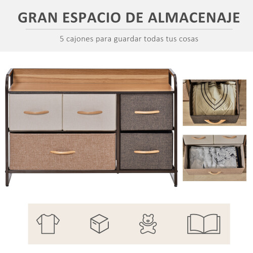 Homcom Cómoda de Tela Multicolor 87.5 x 29 x 58 cm 2