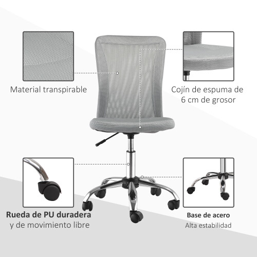 Vinsetto Silla de Oficina Gris 43 x 58 x 100 cm 1