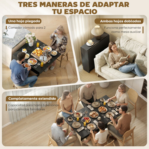 Homcom Mesa de Comedor Negro 75 x 140 x 74 cm 1