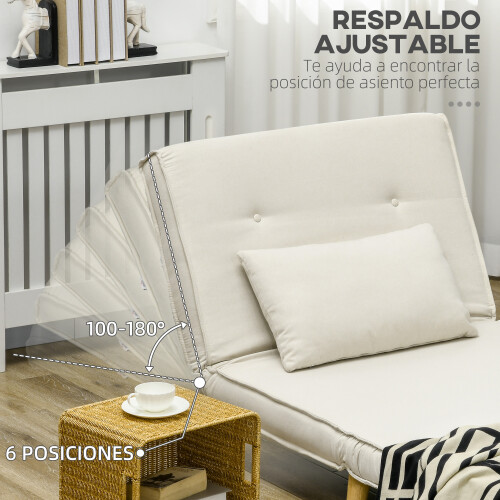 Homcom Sofá Cama Individual Beige 90 x 78 x 79 cm 2