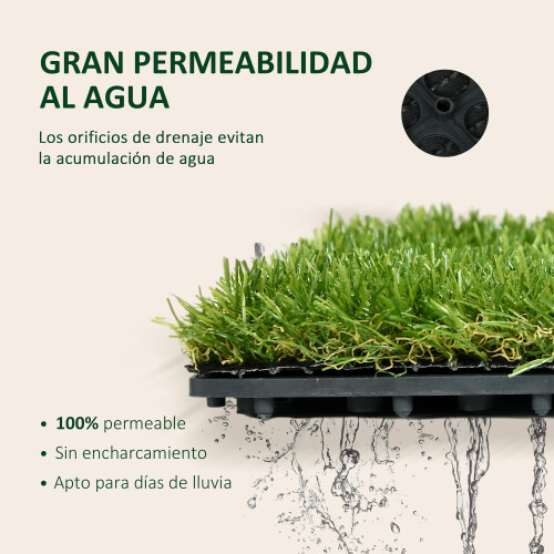 Outsunny Césped Artificial Verde 30 x 30 x 3.5 cm 2