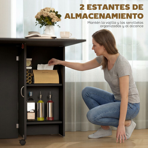 Homcom Mesa de Comedor Negro 75 x 140 x 74 cm 2