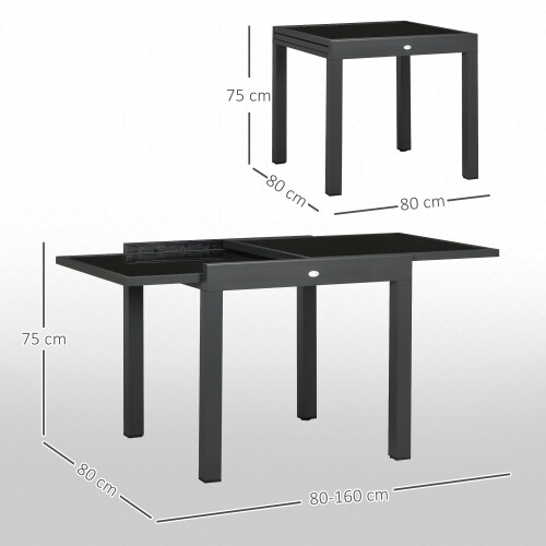 Outsunny Mesa de Jardín Negro 160 x 80 x 75 cm 2
