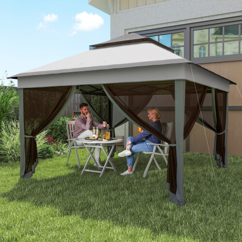 Outsunny Carpa Plegable Gris 326 x 326 x 272 cm 1