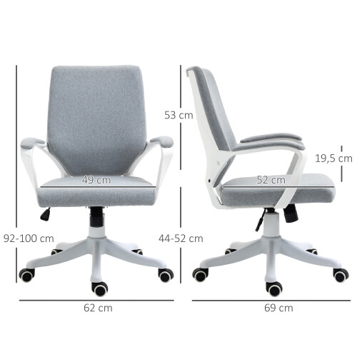 Vinsetto Silla de Oficina Gris 62 x 69 x 100 cm 2