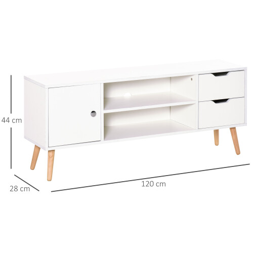 Homcom Mueble de TV Blanco 120 x 28 x 44 cm 2