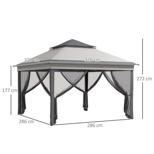 Outsunny Carpa Plegable Gris 326 x 326 x 272 cm 2