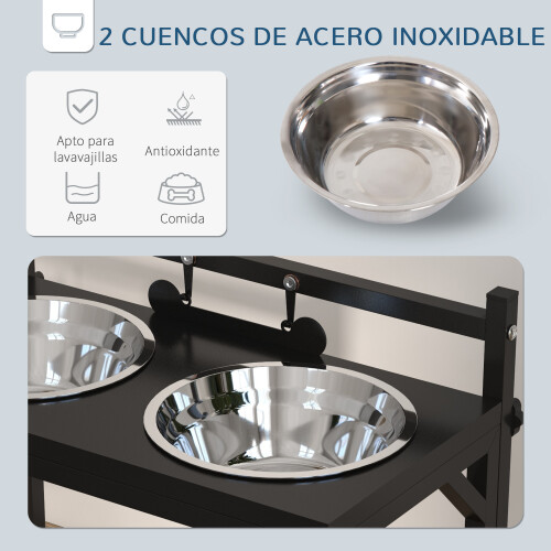 PawHut Comedero para Perro Negro 40.5 x 22 x 39 cm 1