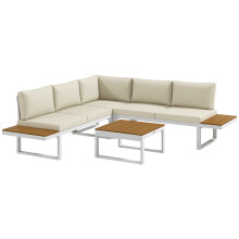 Conjunto de muebles de jardín color Beige 134 x 61 x 65 cm