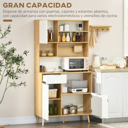 Homcom Alacena de Cocina Bicolor 93 x 40 x 180 cm 1