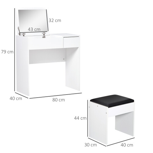 Homcom Mesa para Maquillaje Blanco 80 x 40 x 79 cm 2