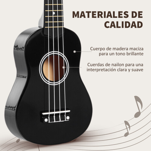 Homcom Ukelele 21 Pulgada Negro 53 x 17.5 x 6.2 cm 1