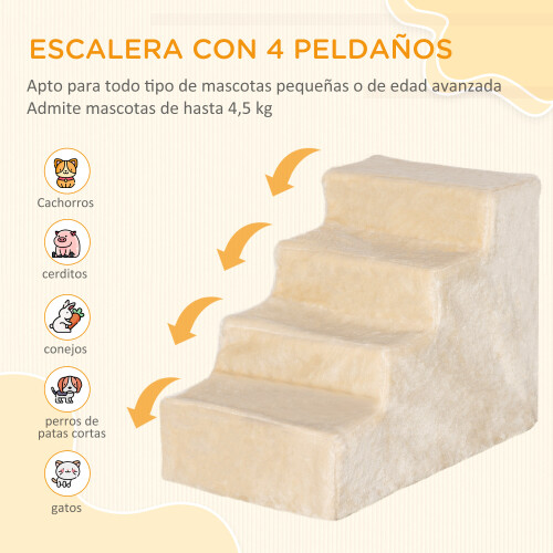 PawHut Escalera para Perro Beige 60 x 35 x 44 cm 1