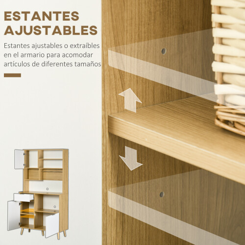 Homcom Alacena de Cocina Bicolor 93 x 40 x 180 cm 2