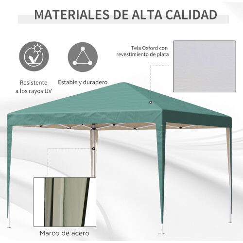 Outsunny Carpa Plegable Verde 295 x 295 x 255 cm 1