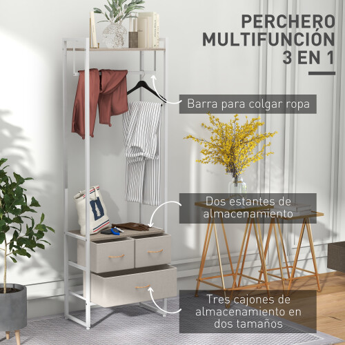 Homcom Perchero de Ropa Marrón 58.5 x 30 x 178 cm 1