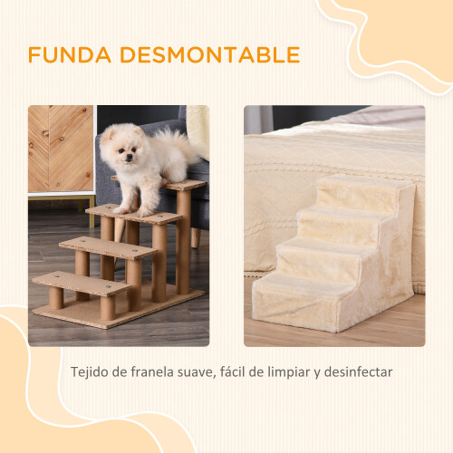 PawHut Escalera para Perro Beige 60 x 35 x 44 cm 2