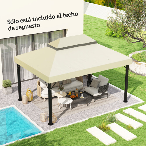 Outsunny Techo de Repuesto Beige 400 x 300 cm 1