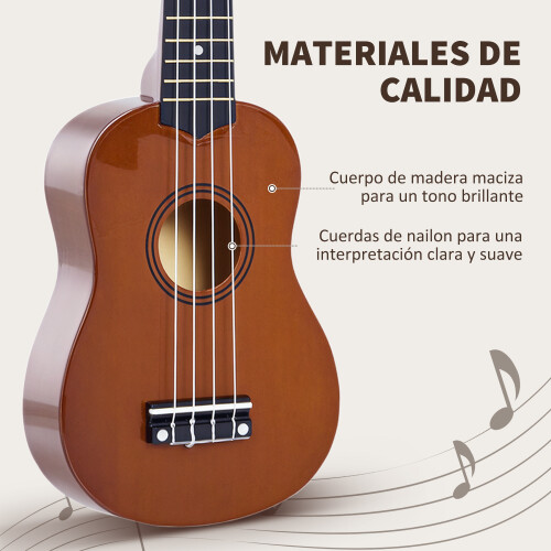 Homcom Ukelele 21 Pulgada Marrón 53 x 17,5 x 6,2cm 2