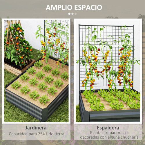 Outsunny Jardinera con Celosía Gris 80 x 115 x 125 cm 2