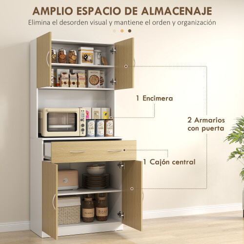 Homcom Alacena de Cocina Marrón 80 x 40 x 180 cm 2