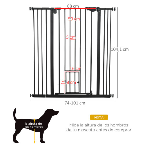 PawHut Barrera de Seguridad Negro 101 x 3.5 x 104.1 cm 1