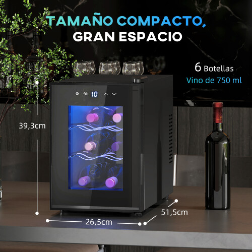 Homcom Nevera Vino Negro 26.5 x 51.5 x 39.3 cm 2
