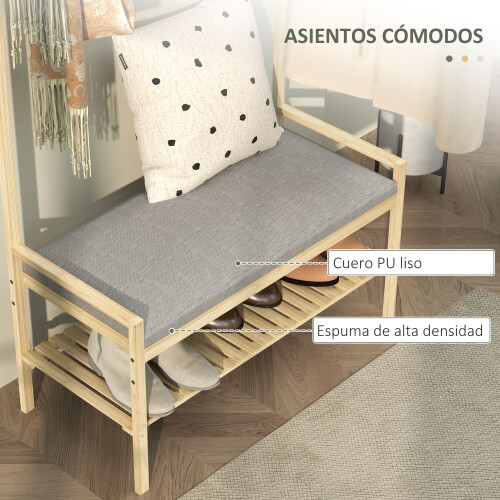 Homcom Perchero Zapatero Marrón 73.5 x 34 x 171 cm 2