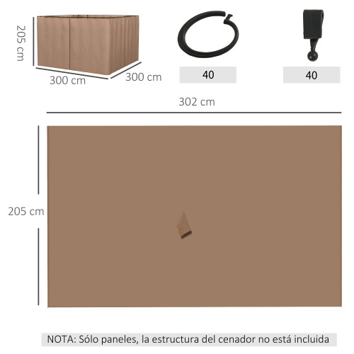 Outsunny Laterales para Carpa Marrón 302 x 205 cm 1