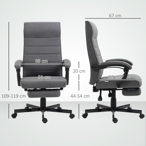 Vinsetto Silla de Oficina Gris 68 x 67 x 119 cm 2