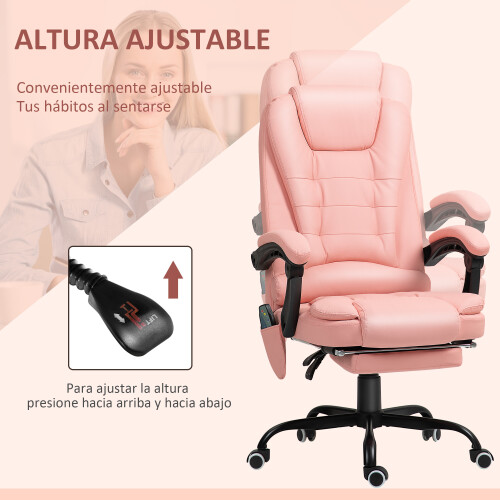 Vinsetto Silla de Masaje Rosa 67 x 79 x 121 cm 2