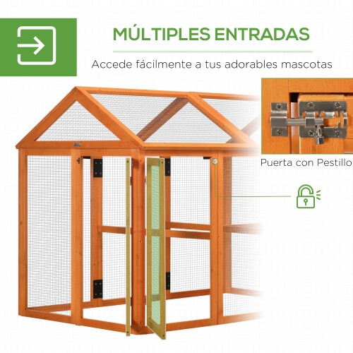 PawHut Gallinero Marrón 140 x 88.5 x 106 cm 2