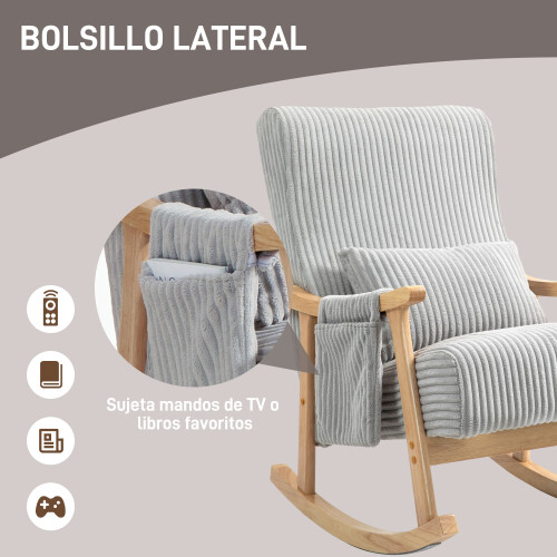 Homcom Silla Mecedora Gris 65 x 90 x 98 cm 2