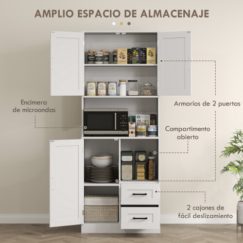 Homcom Alacena de Cocina Blanco 70 x 40 x 180 cm 2