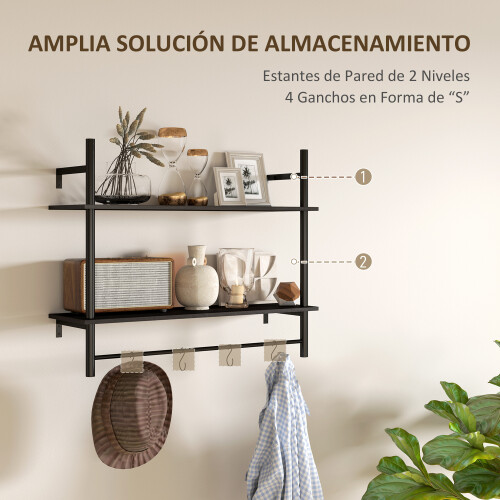 Homcom Estante de Pared Negro 80 x 24 x 65 cm 2