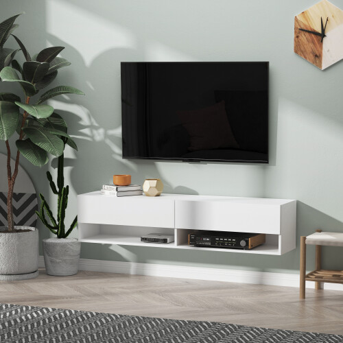 Homcom Mueble de TV Blanco 140 x 32 x 31 cm 1