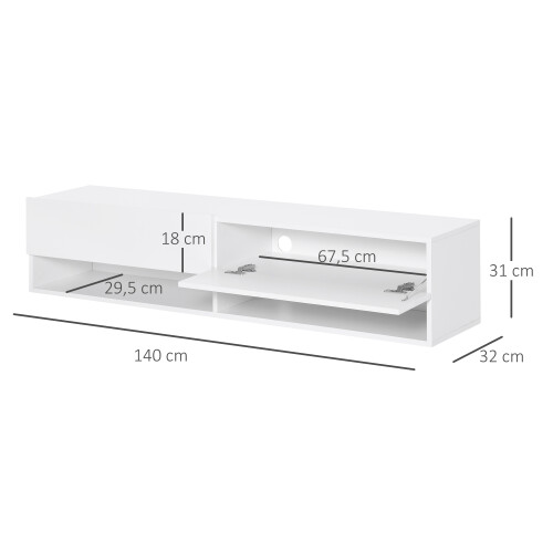 Homcom Mueble de TV Blanco 140 x 32 x 31 cm 2