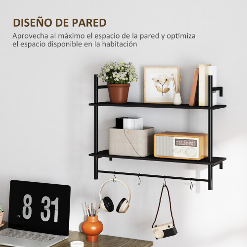 Homcom Estante de Pared Negro 80 x 24 x 65 cm 1