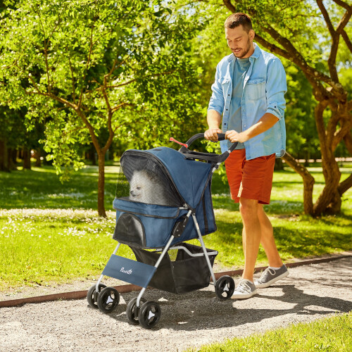 PawHut Cochecito para Perro Azul 77 x 45 x 99.5 cm 1