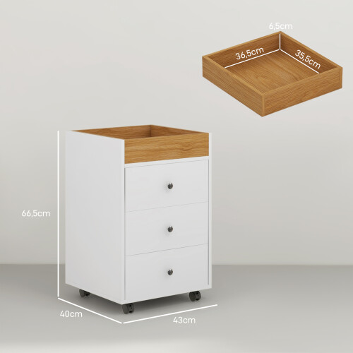Homcom Cajonera de Oficina Blanco 43 x 40 x 66.5 cm 2